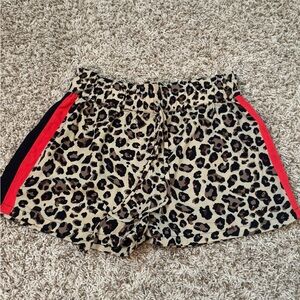 Almost Famous Leopard Print High Waist Shorts with Red and Black Stripes